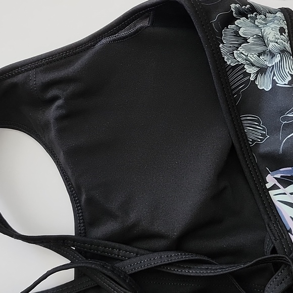 Athletic Works Dri-More Tech Black Floral Sports Bra Size Large - Picture 9 of 15